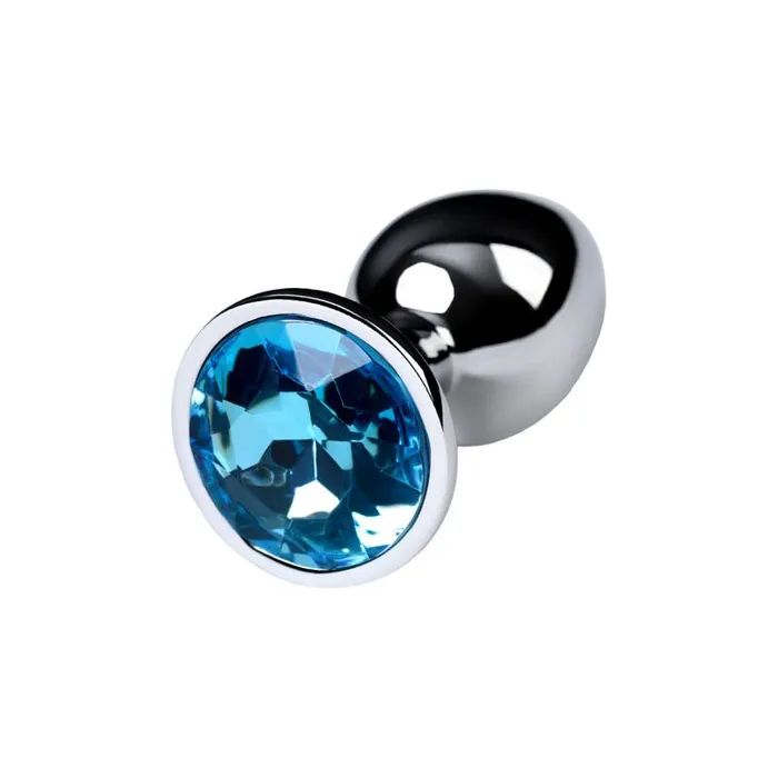 Anal Silver Metal Anal Plug w Topaz Crystal Small Metal