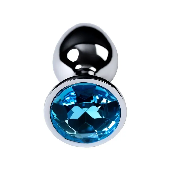 Anal Silver Metal Anal Plug w Topaz Crystal Small Metal