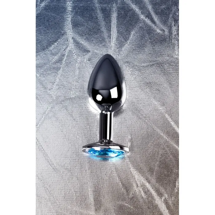 Anal Silver Metal Anal Plug w Topaz Crystal Small Metal