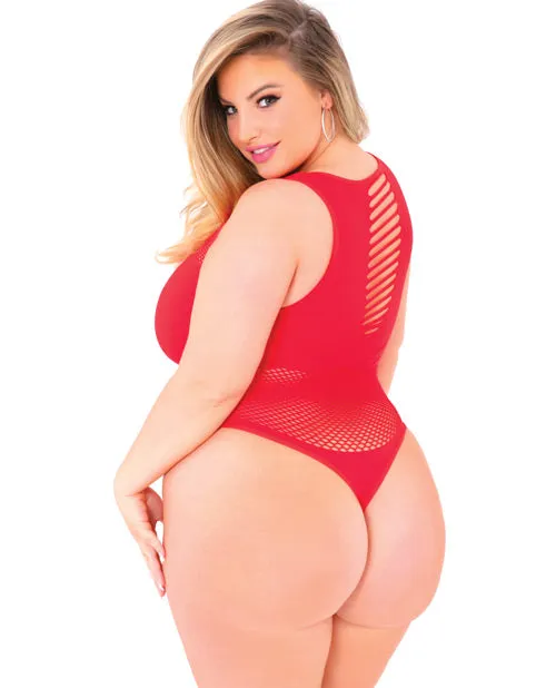 Rene Rofe Vibrators Pink Lipstick Low Blow Cut Out Bodysuit