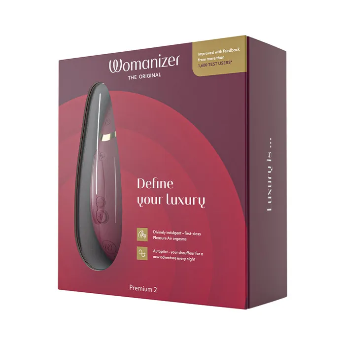 Nalpac Female Sex Toys Womanizer Premium 2 Rechargeable Silicone Luxurious Pleasure Air Clitoral Stimulator Bordeaux